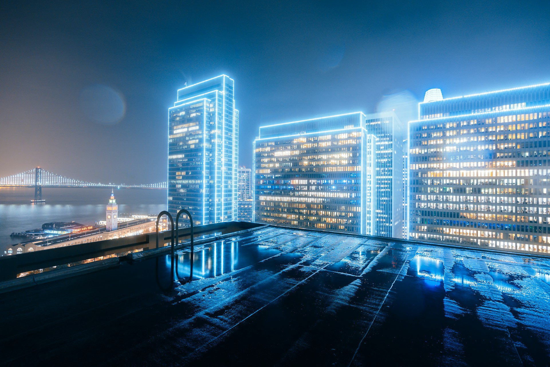 skyline of a mega city during night