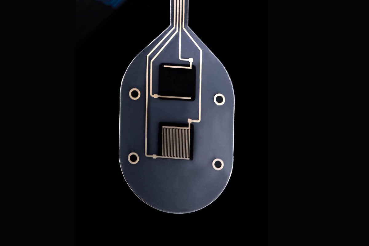 Close up of a printed sensor by FLEXOO