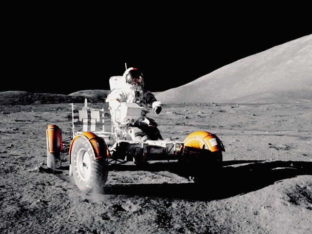 NASA's lunar rover during an exploration drive