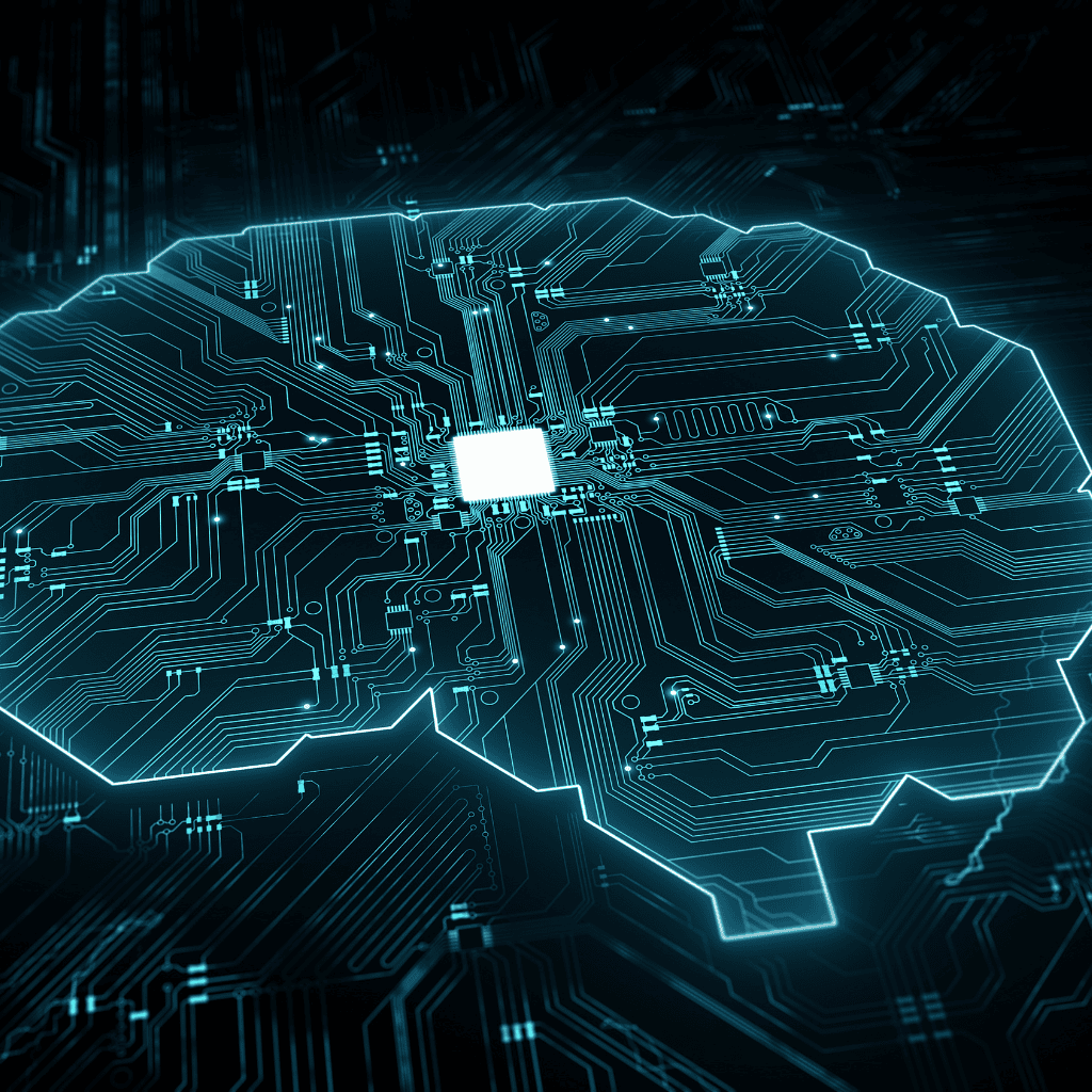 Brain-shaped circuit board with AI