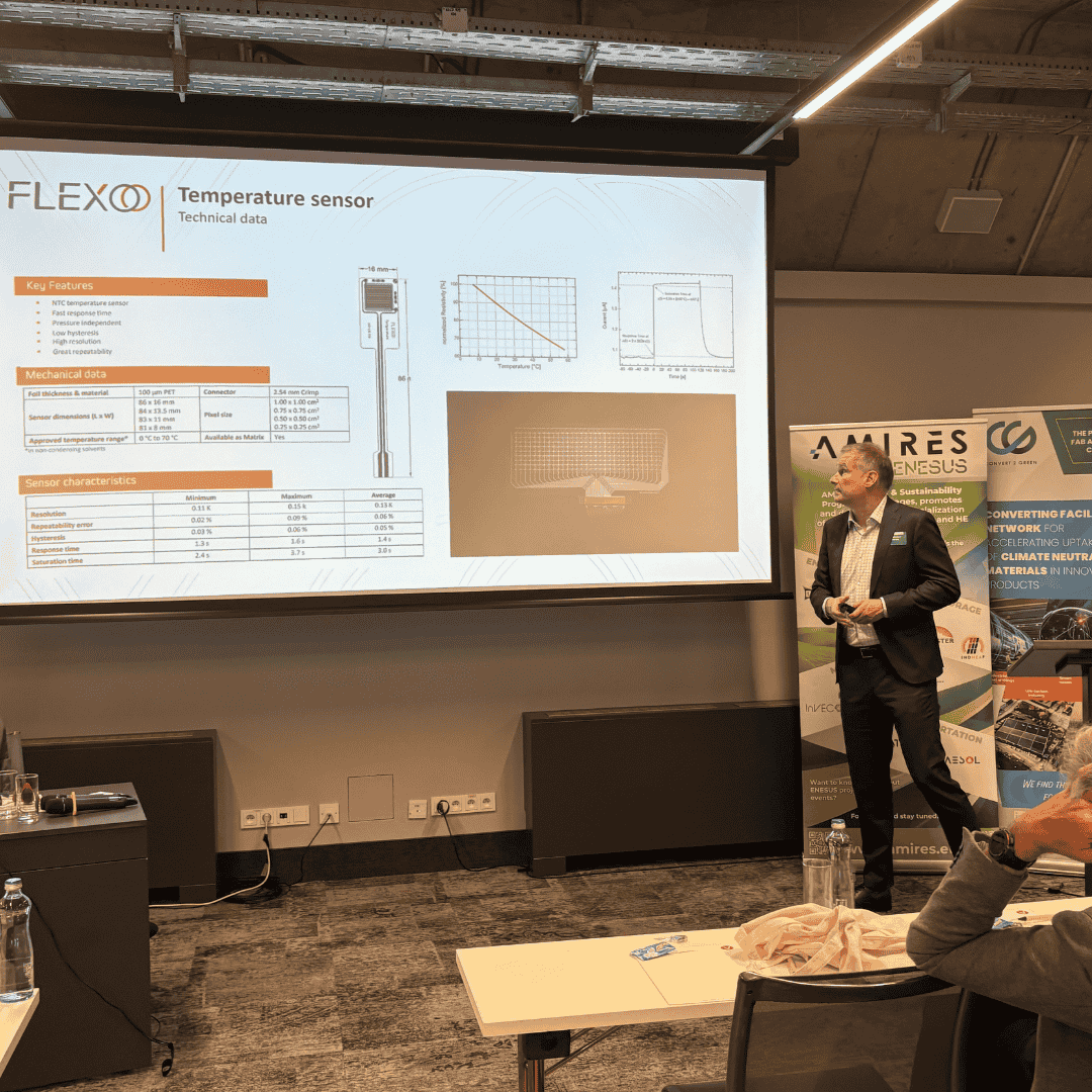 FLEXOO's CTO Dr. Jan Birnstock presents sustainable printed temperature sensors